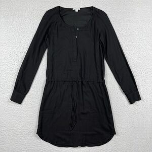 James Perse Dress Womens 1 US Small Black Buttons Cinched Waist Tie Minimalist